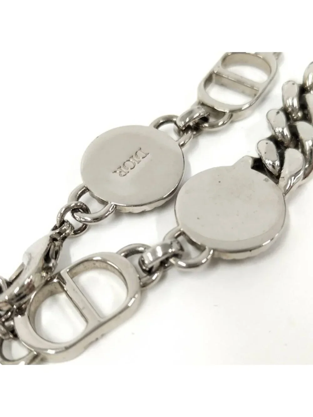 Dior Etoile CD Logo Motif Chain Bracelet Silver
